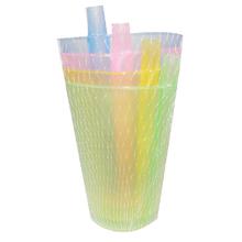Multicolor Plastic Glass with Straw For Kids