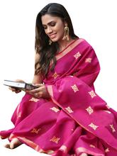 Stylee Lifestyle Magenta Chanderi Silk Jacquard Saree - 2314