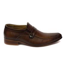 Brown Solid Side Buckle Designed Party Shoes For Men