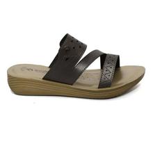 aeroblu Black Laser-Cut Slide Sandals For Women - La08