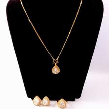 Golden/White Stone Studded Gold Plated Jewellery Set For Women