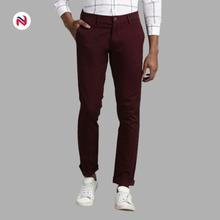 Nyptra Dark Maroon Stretchable Cotton Chinos For Men