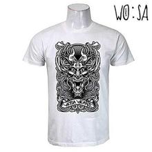 White 100% Cotton Roar Printed T-Shirt For Men