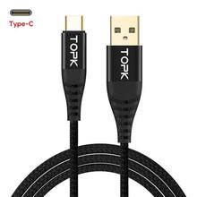 TOPK 1M 3A Quick Charge 3.0 USB Type C Cable Fast Charging Phone Cable for Samsung Huawei Xiaomi