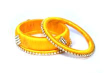 Yellow Thread Beaded Bangles