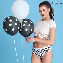 Clovia White/Black Polka Dotted Hipster Panty For Women