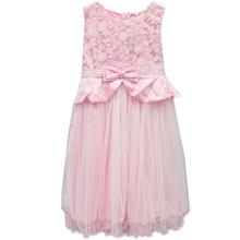 Pink Front Bow Designed Frock For Girls