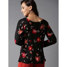 Casual Full Sleeve Printed Women Black Top