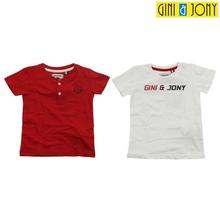 Giny & Jony Combo Girl's White/Red Printed Round Neck T-shirt