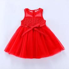 Baby Girls Dress 2019 summer new Kids sleeveless lace red princess dress for girl Clothing 2 3 5 8 9 10Years children's costumes