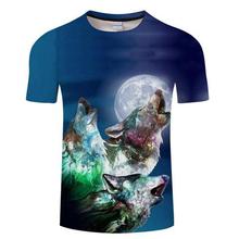 Ying and Yang Wolf Men tshirt Streetwear t shirt Casual T-shirt 3D Tee