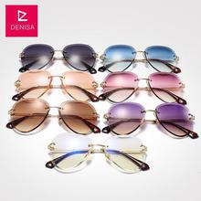 DENISA Fashion Blue Red Aviation Sunglasses Women Men Shades