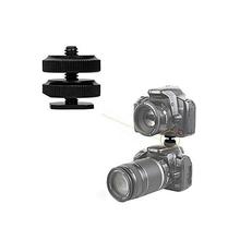 Flash Hot Shoe Adapter Double Nuts To Tripod Screw For DSLR Camera