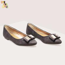 Cornershop Grey Slip on Ballerina Shoes with Bow - (CSL 92065 Grey)