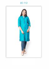 Blue Rayon Mandarin Collar Kurti and Pant set - BC 712