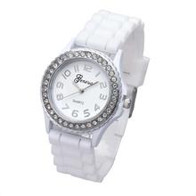FashionieStore Ladies wristwatch White Silicone Gel Ceramic Style Band Crystal Bezel Women's Watch