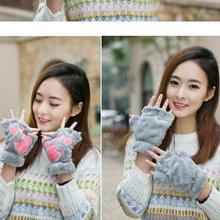 Bear paw claw gloves autumn and winter female cute cartoon embroidered half finger