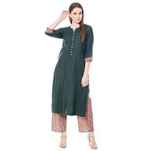 Harshana Women's Rayon Salwar Suit Set, Dark Green