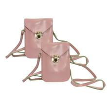 Pack Of 2 Solid Moblie Cover Crossbody Bag Set - Light Pink