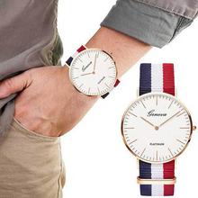 Top Luxury Brand Stripe Nylon Band Watch Men Quartz Wristwatch
