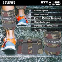 Strauss Adjustable Round Shape Ankle Weight 2 kg pair Total 4 kg Ankle Weights with Adjustable Straps for Fitness, Walking, Jogging, Workout, Running, Resistance Training