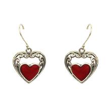 Red Heart Coral Silver (92.5% Sterling Silver) Earrings  For Women