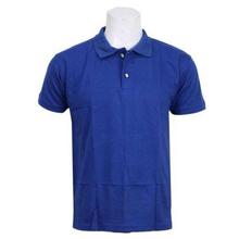 Royal Blue Solid Polo Neck T-Shirt For Men