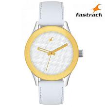 Fastrack White Dial Leather Strap Analog Watch For Women – 6078SL02