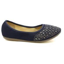 Navy Blue Stone Studded Closed Shoes For Women - 588-10