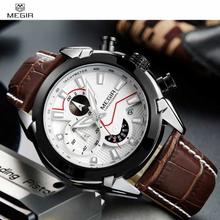 MEGIR M2065 Luxury Chronograph Analog Watch for Men - White/Brown