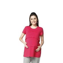 Nine Maternity Coral Pink Solid Maternity Top For Women