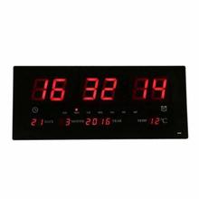 Small Digital Display LED Wall Clock with Date and Temperature (Black)