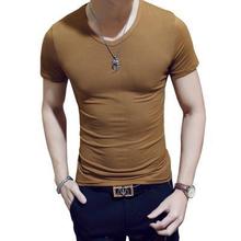 Summer Men's Solid T-shirt Cotton O-neck Short Sleeved T