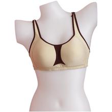 Cream/Brown Solid Padded Bra For Women