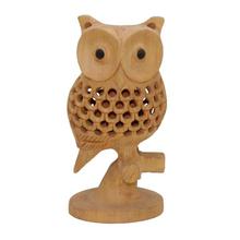 Light Yellow Wooden Owl For Decor