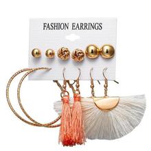 11 Design Fashion Long Tassel Stud Earrings Set For Women