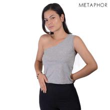 METAPHOR Grey One Shoulder Sando Style Plus Sized Top For Women - MTS08C