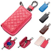 Unisex Genuine Leather Keychain Key Holder Bag Zippered Key Case