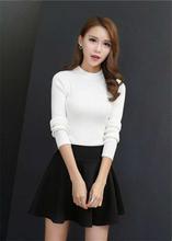 Mock neck slim fit long sleeve sweater for women