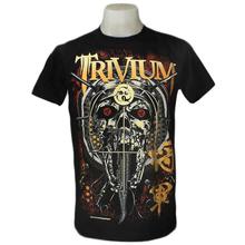 Black Half Sleeve Trivium Printed  T-Shirt For Men