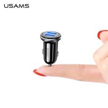 USAMS Smart Fast Mini Car Phone Charger Dual USB mini Car USB Chargers 2.4A Charging 2 USB Port Car-Charger for iPhone Samsung