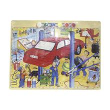 Multicolored Car Repairing Image Puzzle Board With Paint & Brush