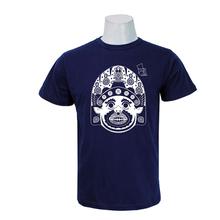 Wosa - Blue Round Neck Singh Bhairav Print Half Sleeve Tshirt for Men