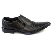 Shikhar Shoes Black Cap-Toe Pointed Tip Slip-On Shoes For Men - 2809
