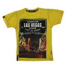 Yellow Las Vegas Printed Half Sleeve T-Shirt For Boys
