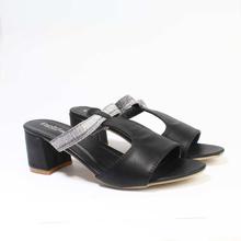 Black Synthetic Block Heel Sandals For Women