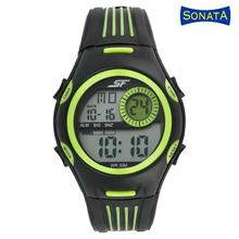 77072PP01 Grey Dial Digital Watch For Men- Black/Green