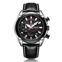 MEGIR Creative Quartz Men Watch Leather Chronograph Army Military