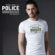 Police B349 Big Size Round Neck T-shirt For Men- White