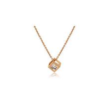 Gold Toned Hollow Square Pendant Chain For Women